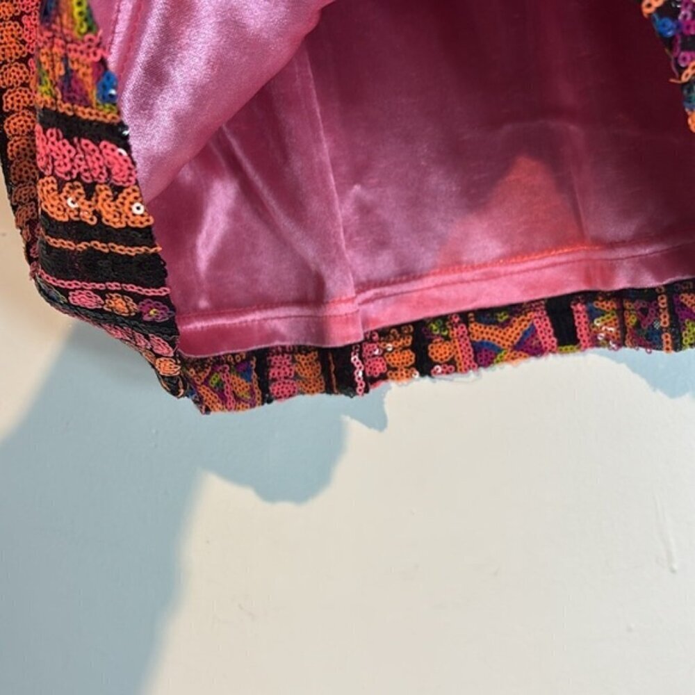 I Madeline Sequin Mini Skirt Sz M Fully Lined Geometric Aztec Design - Picture 5 of 9